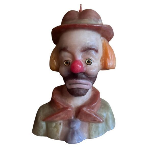 Vintage Clown Candle Porcelain Eyes Head‎ Bust Rare - Picture 1 of 6